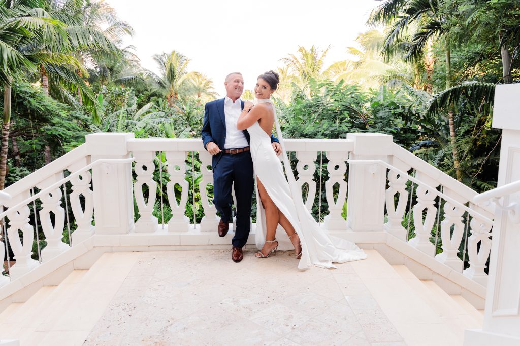 Bride and groom at luxury resort in the Bahamas