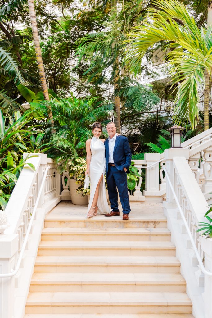 Bride and groom at luxury resort in the Bahamas