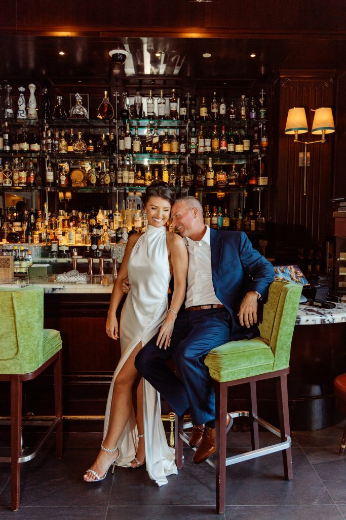 Bride and groom at luxury resort in the Bahamas