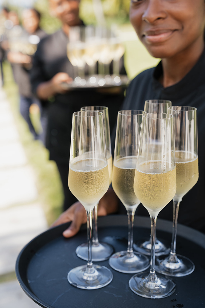 Cocktail hour at a luxury Bahamas wedding