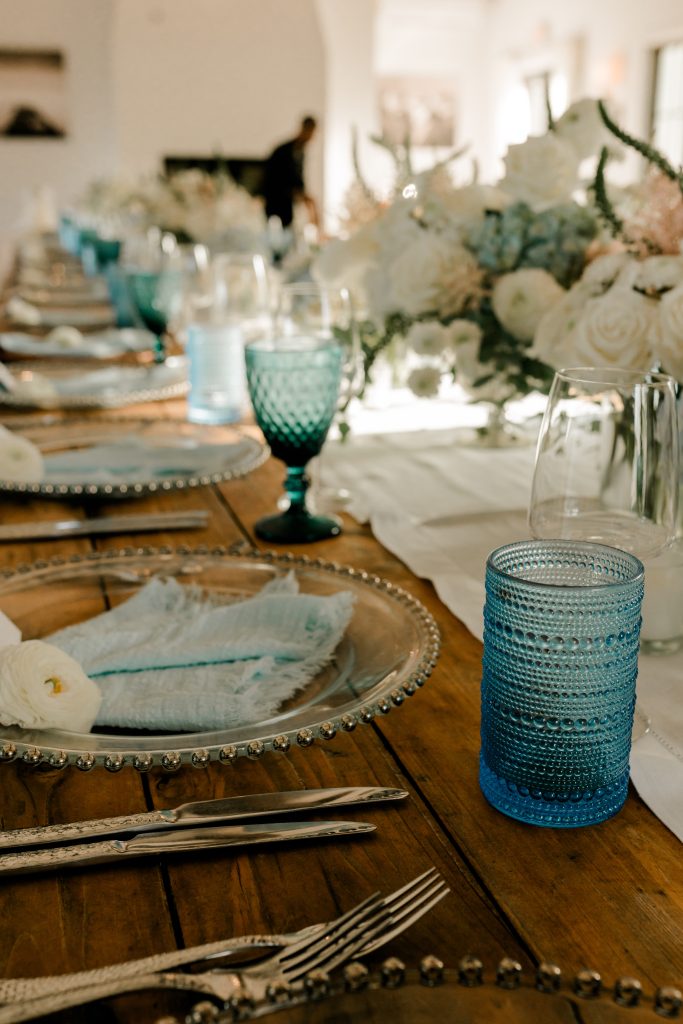 Wedding tablescape at Exuma, Bahamas wedding reception