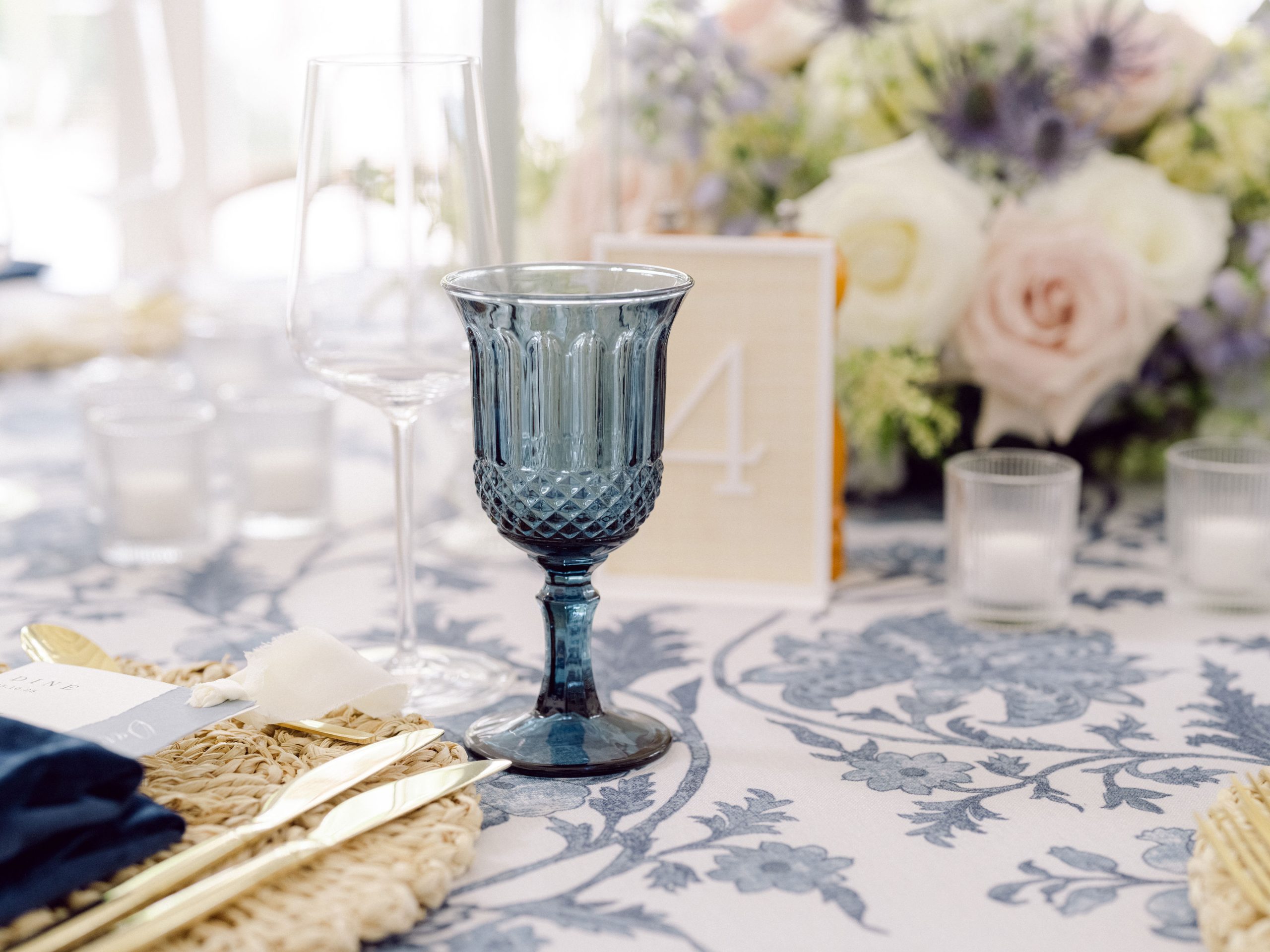 Luxury table setting for a destination wedding at The Potlatch Club in Eleuthera, Bahamas