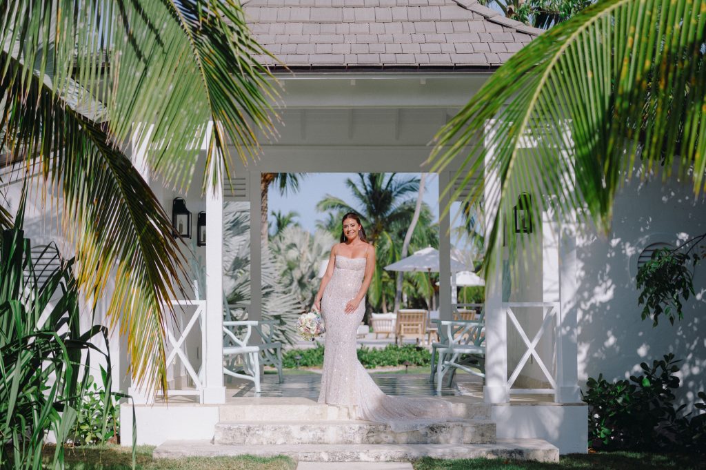 Bride at the original Potlatch Gazebo at Caribbean destination wedding