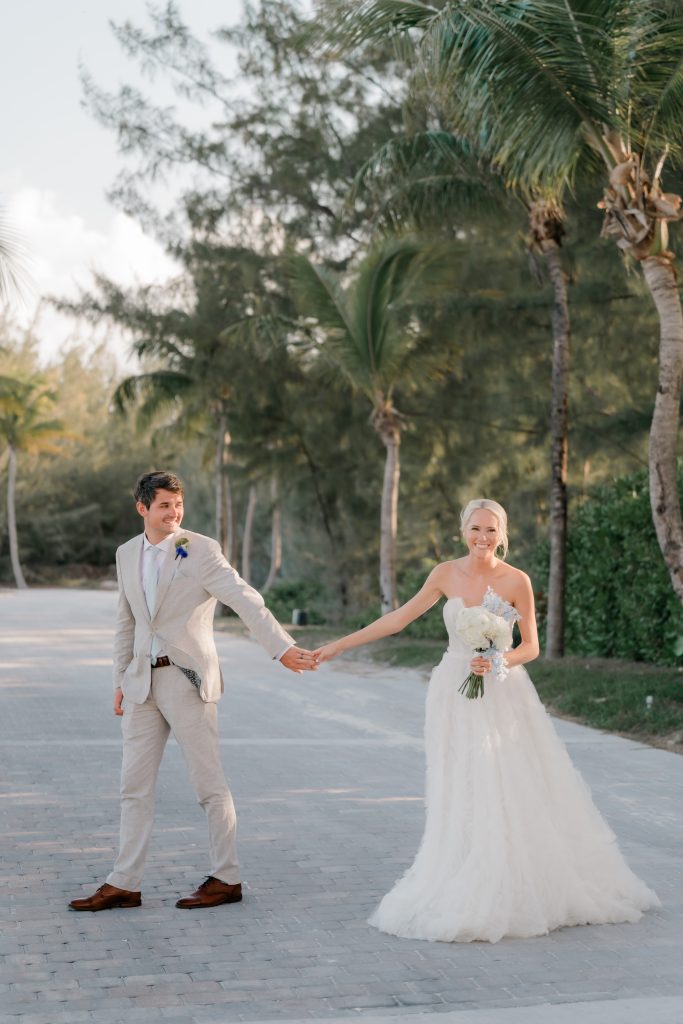 Bride and groom in Exuma, Bahamas