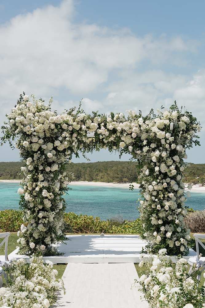 Floral arch at Jack's Bay Club wedding ceremony