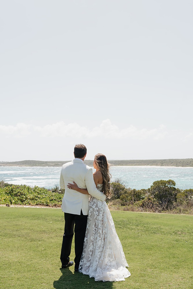Newlyweds explore Jack's Bay Club grounds after Eleuthera wedding