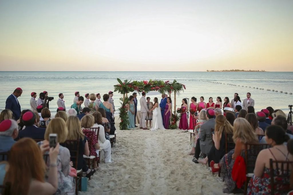 Beach wedding ceremony at Rosewood Baha Mar